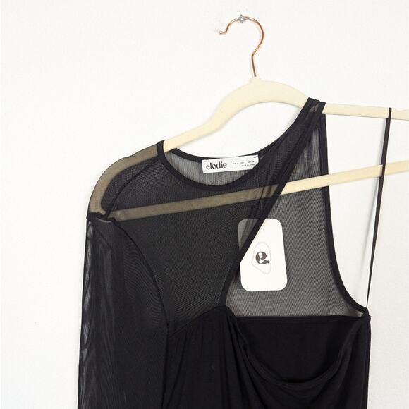 NWT Elodie Black Mesh One Shoulder Bodysuit Size L - Picture 4 of 9